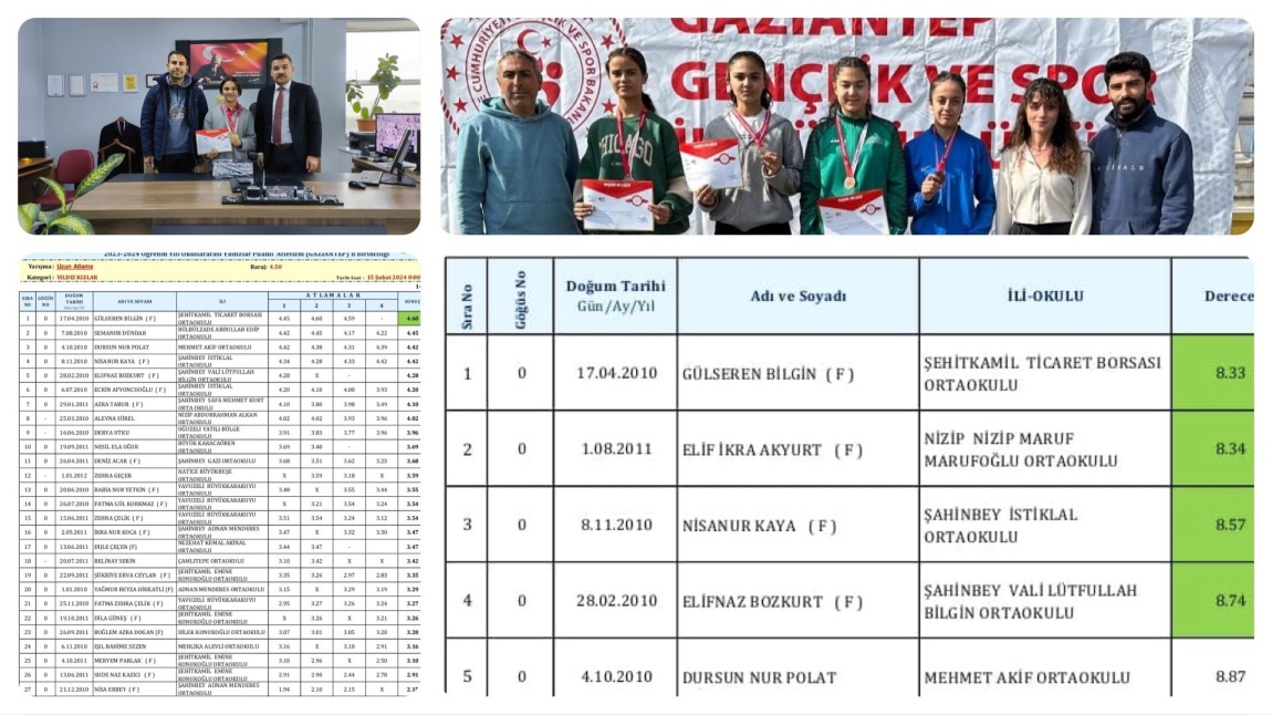 Okulumuz öğrencilerinden Gülseren Bilgin il geneli  atletizm  yarışmalarında 1. olmuştur. 
